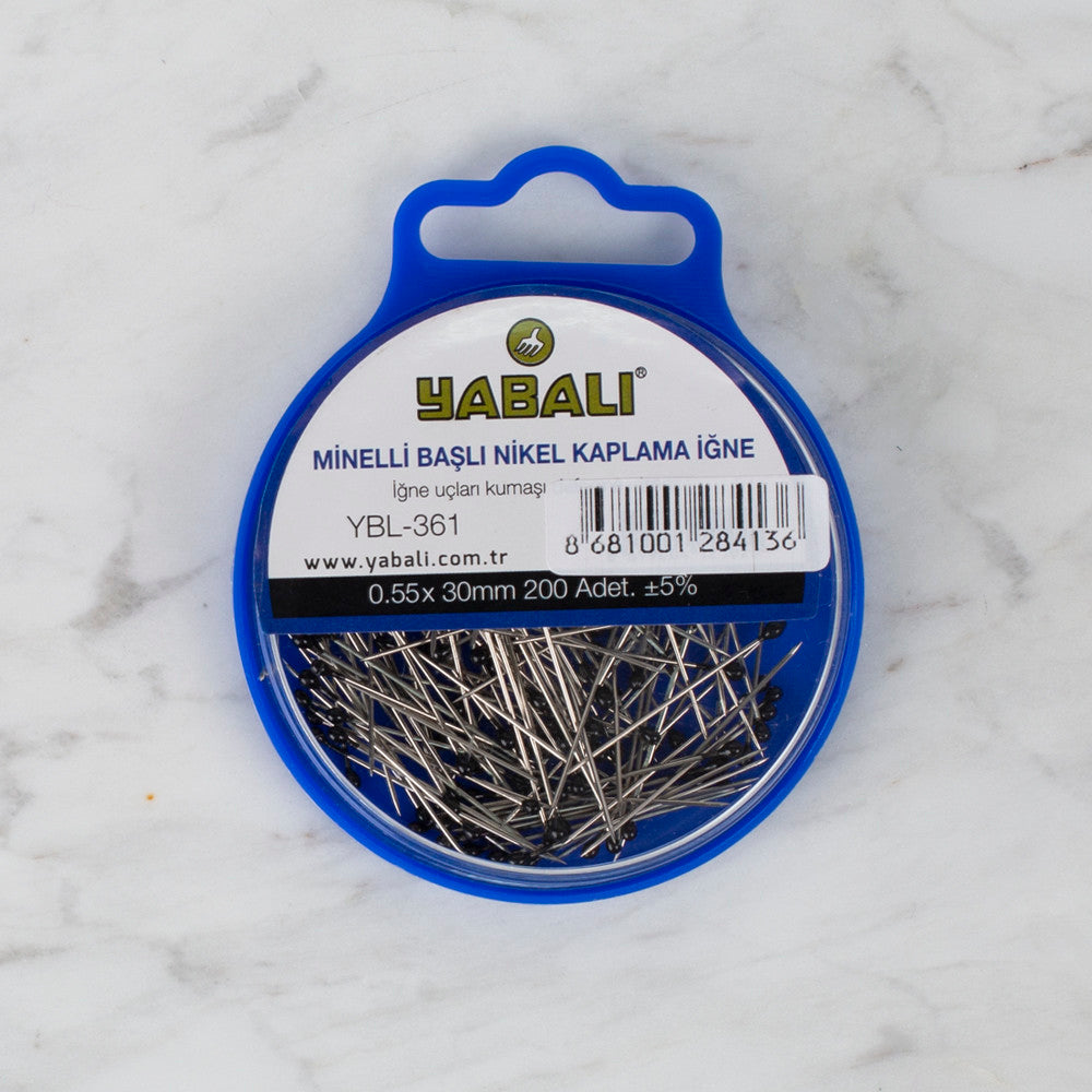 Yabalı Minelli Başlı Nikel Kaplama Toplu İğne Siyah - YBL - 361